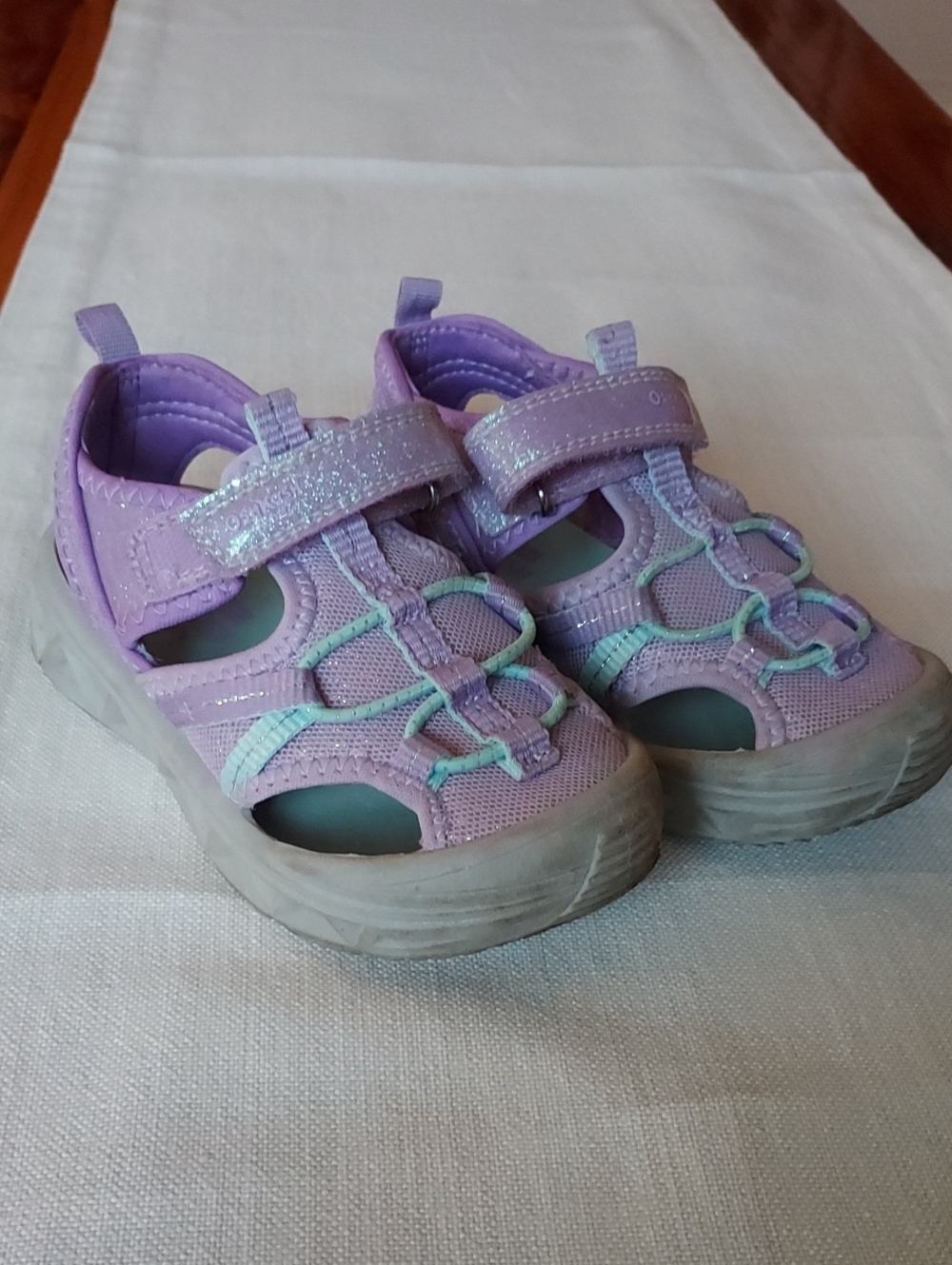 OshKosh B'gosh Lavender Kids' Closed-Toe Sandals with Mint Straps